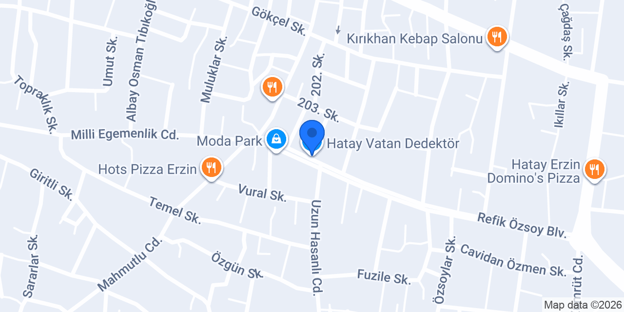 Hatay Vatan Dedektör konumu