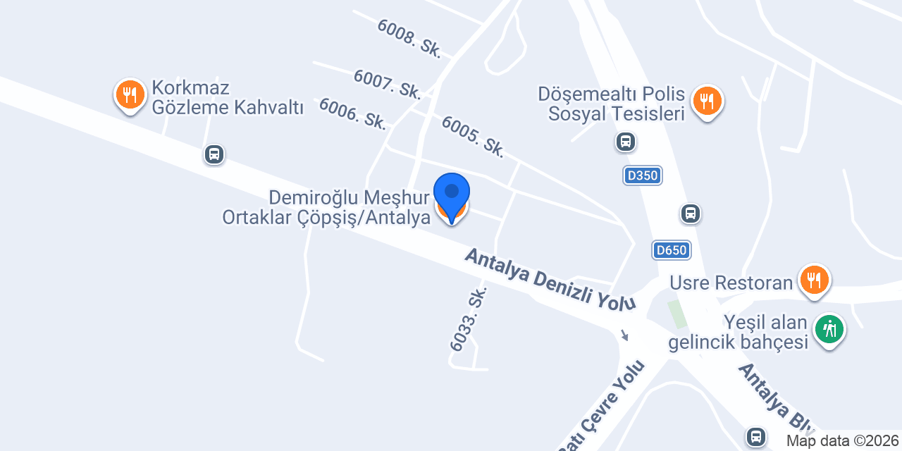 Demiroğlu Meşhur Ortaklar Çöpşiş/Antalya konumu