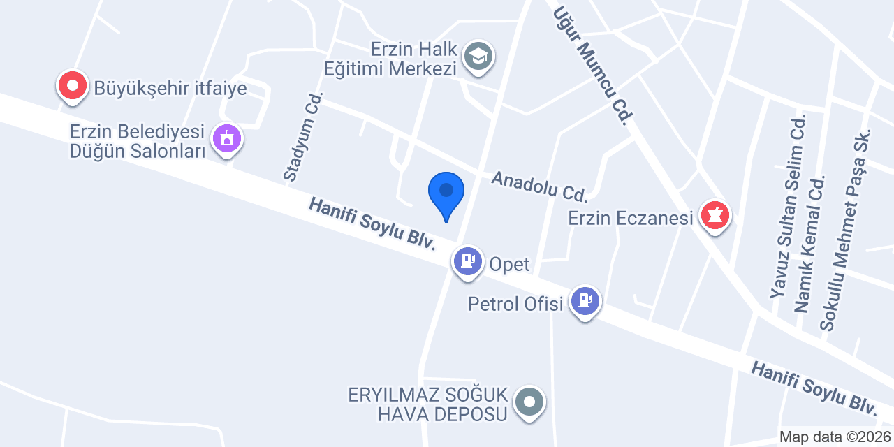 Erzin İlçe Nüfus Müdürlüğü konumu