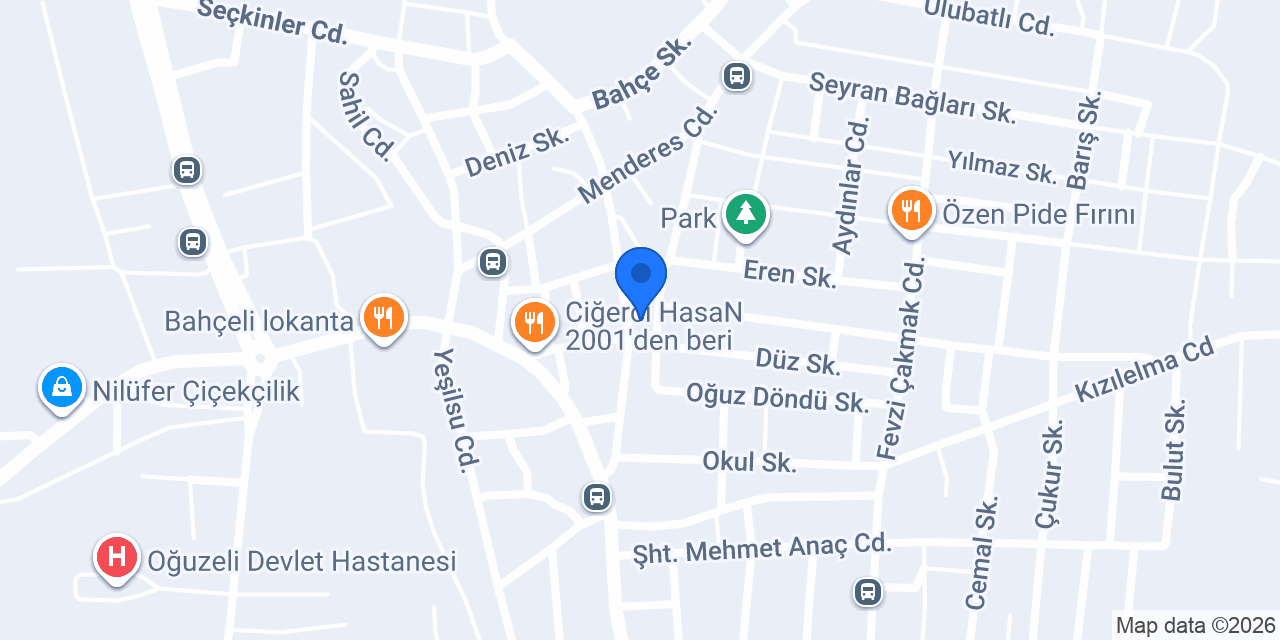Oğuzeli İlçe Nüfus Müdürlüğü konumu