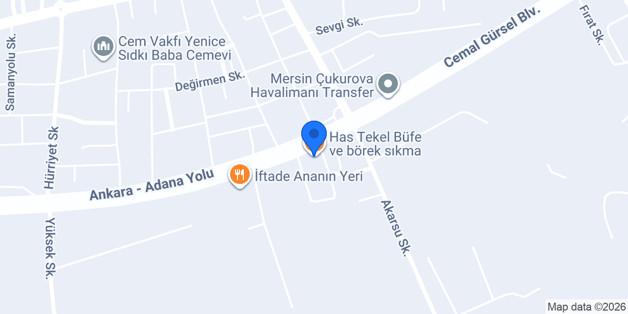 Has Tekel Büfe ve börek sıkma konumu