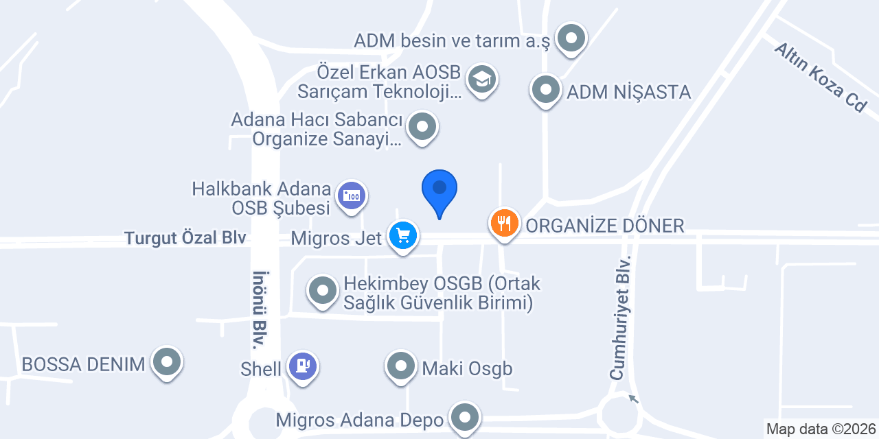 Albaraka Türk Adana Organize Sanayi Şubesi konumu