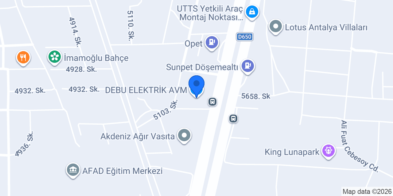 DEBU ELEKTRİK AVM konumu