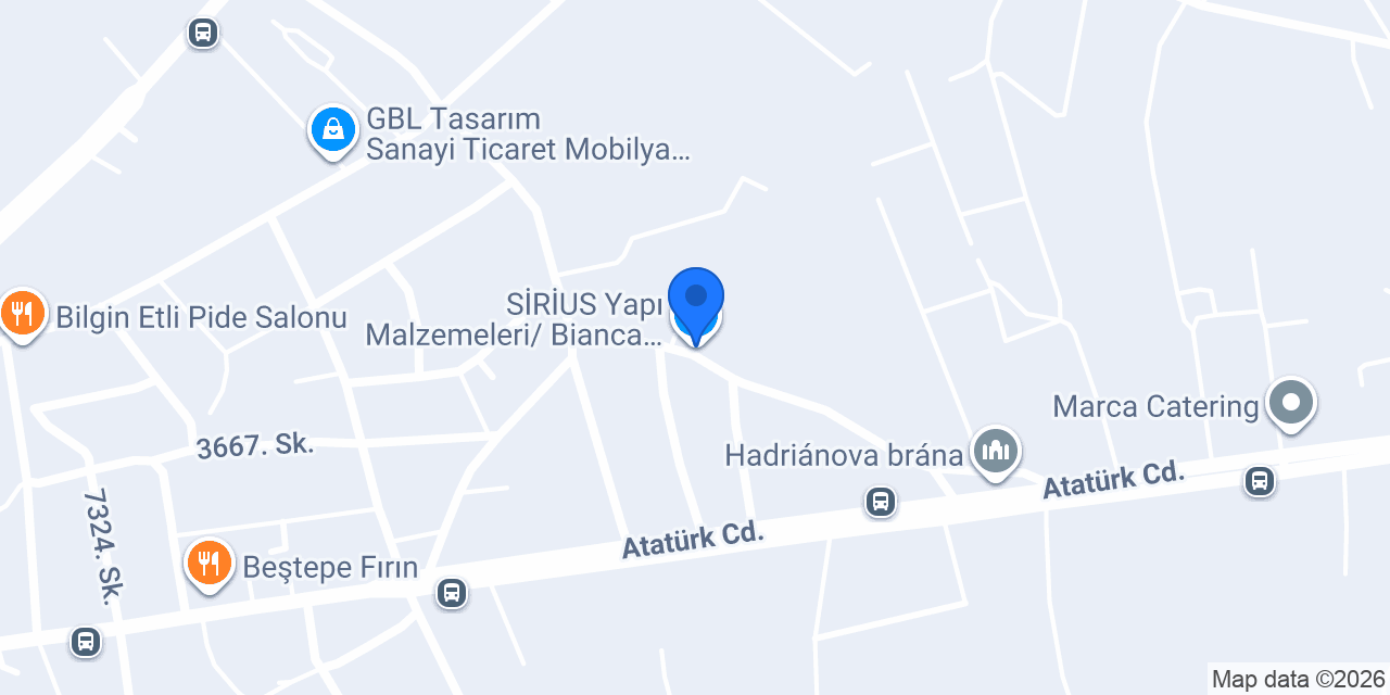 SİRİUS Yapı Malzemeleri/ Bianca Boya Akdeniz Bölge Distribitörü konumu
