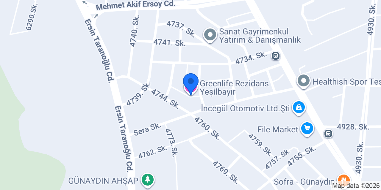 Greenlife Rezidans Yeşilbayır konumu