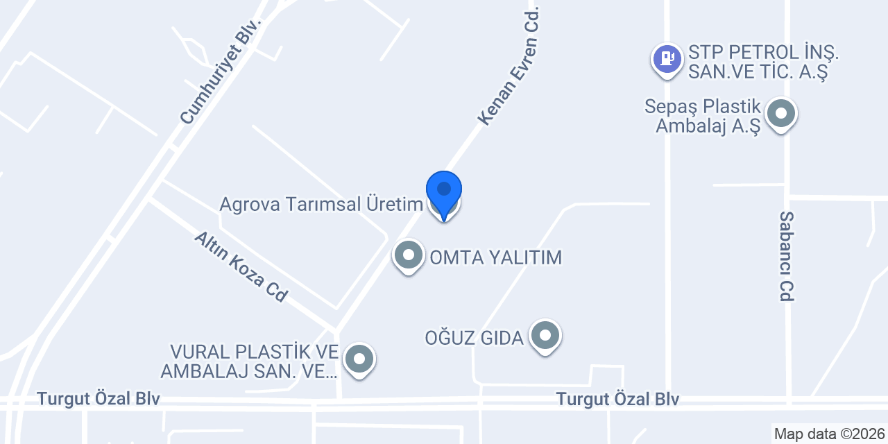 Agrova Tarımsal Üretim konumu