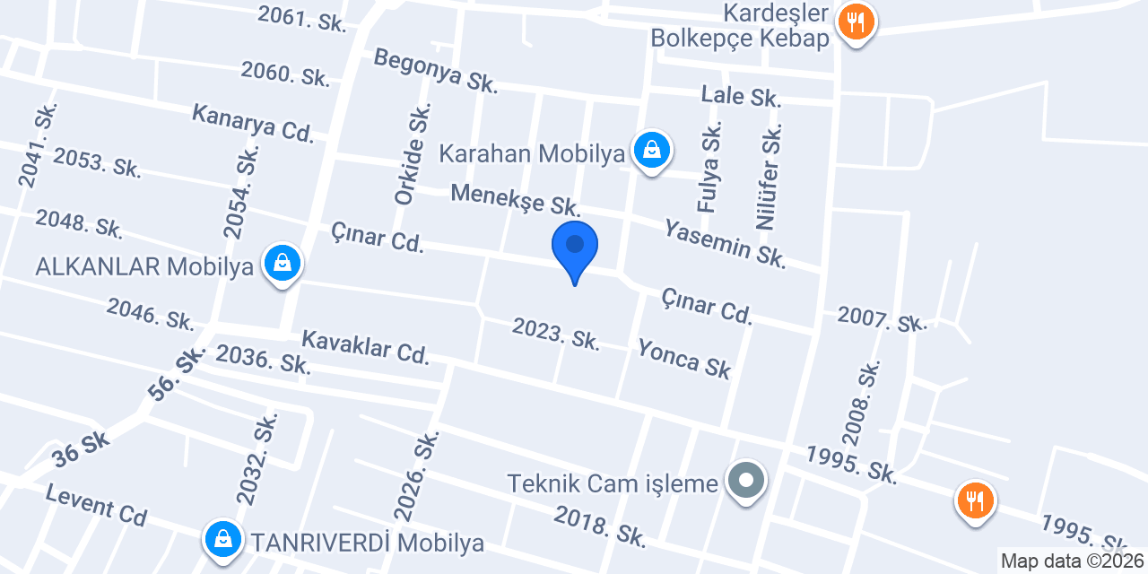 Adana Önder Mobilya ve aksesuar konumu