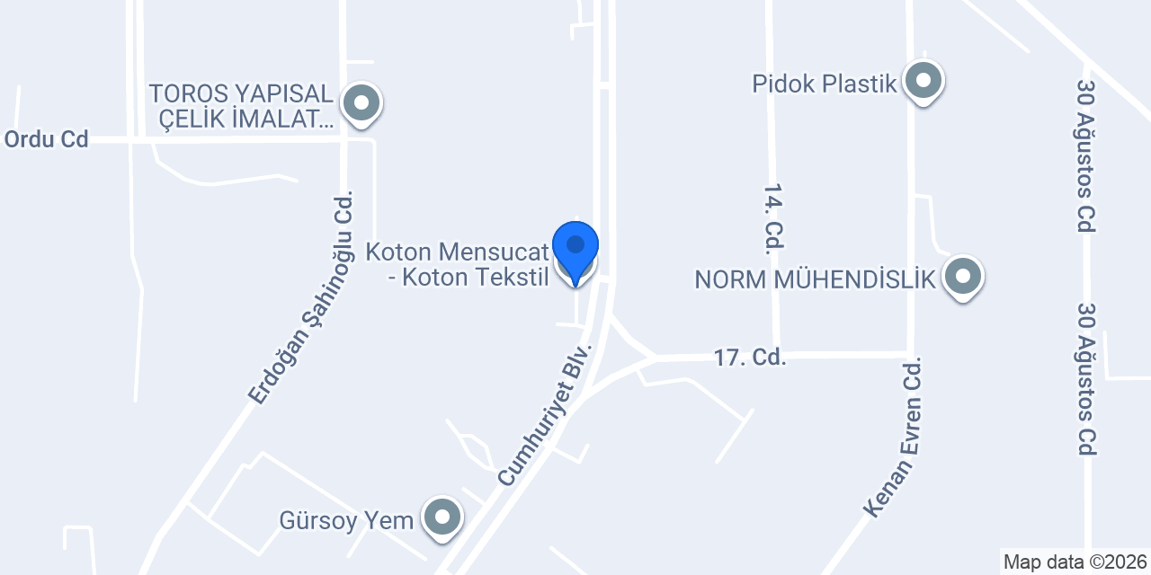 Koton Mensucat - Koton Tekstil konumu