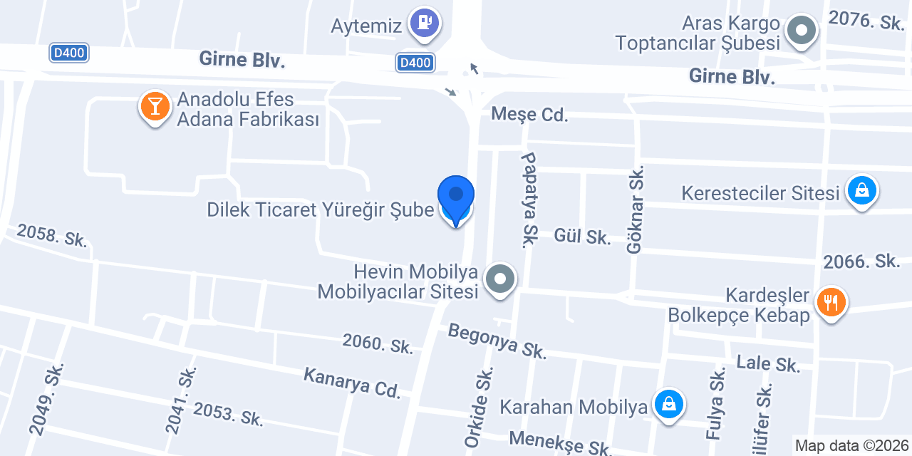 Dilek Ticaret Yüreğir Şube konumu