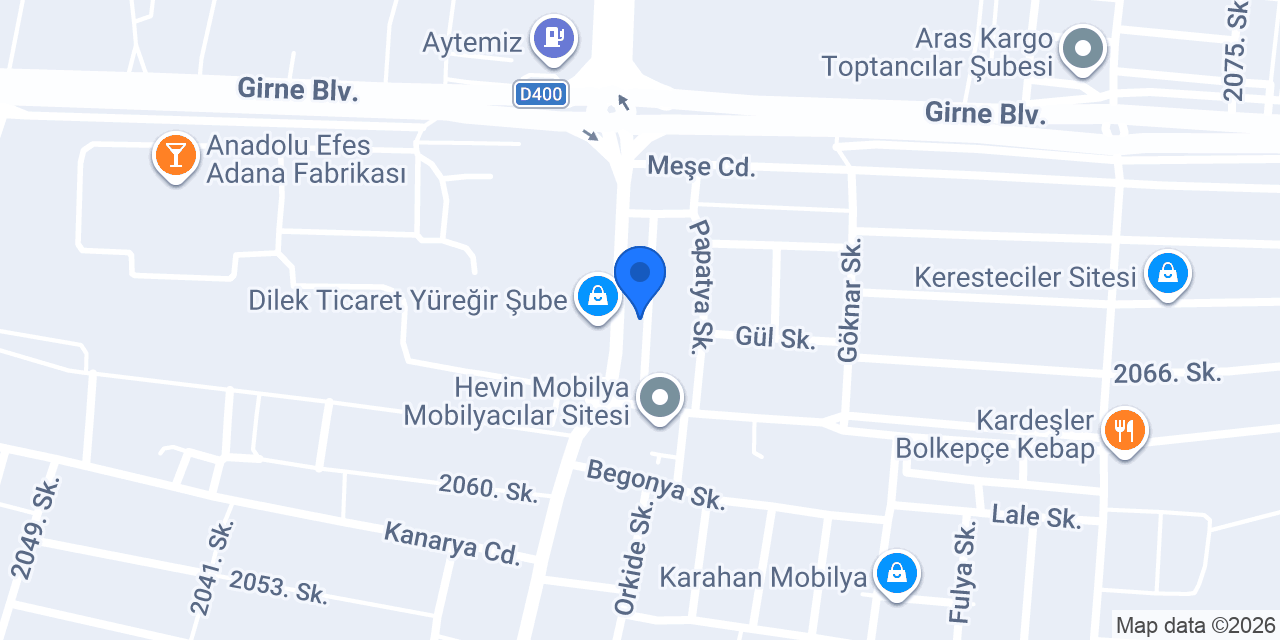 Aslanlar Plus Mobilya Adana konumu