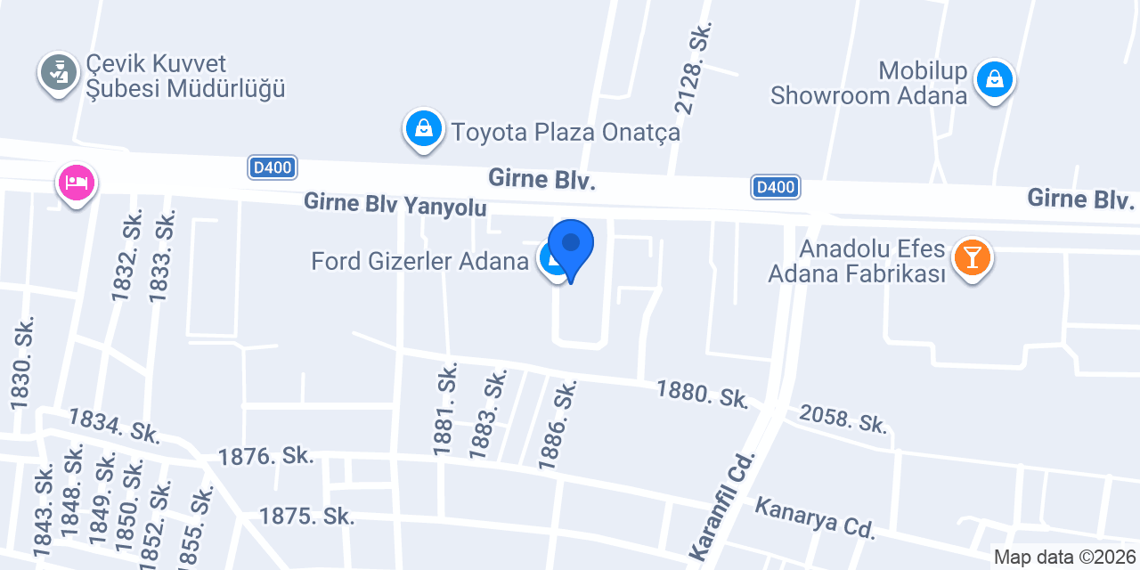 Ford Gizerler Adana konumu