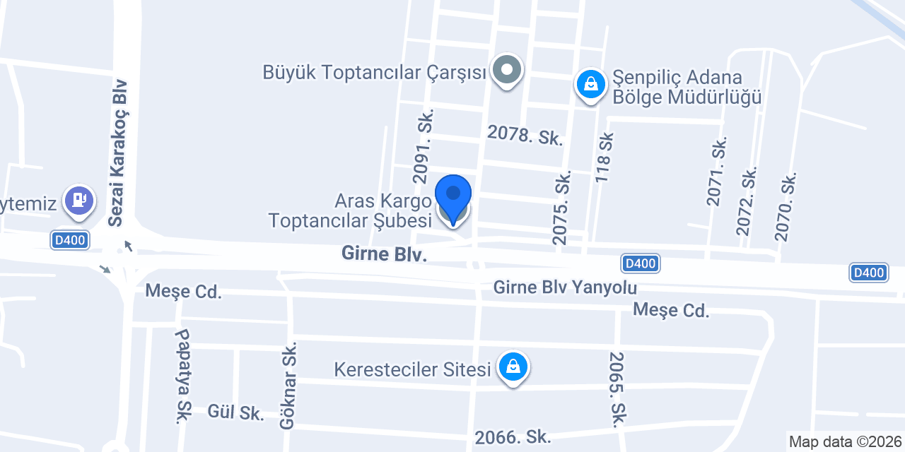 Aras Kargo Toptancılar Şubesi konumu