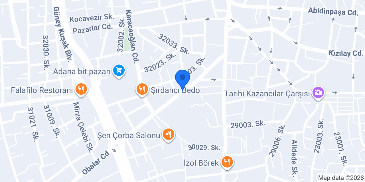 Bülent Börekçilik Adana Seyhan Obalar konumu