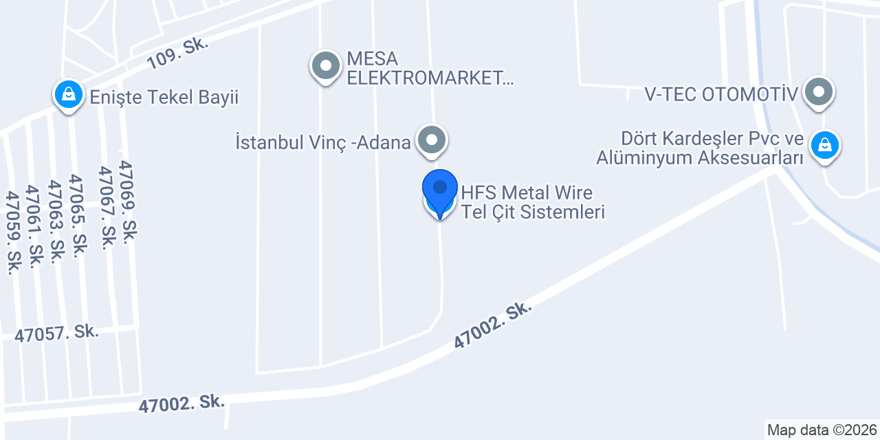 HFS Metal Wire Tel Çit Sistemleri konumu