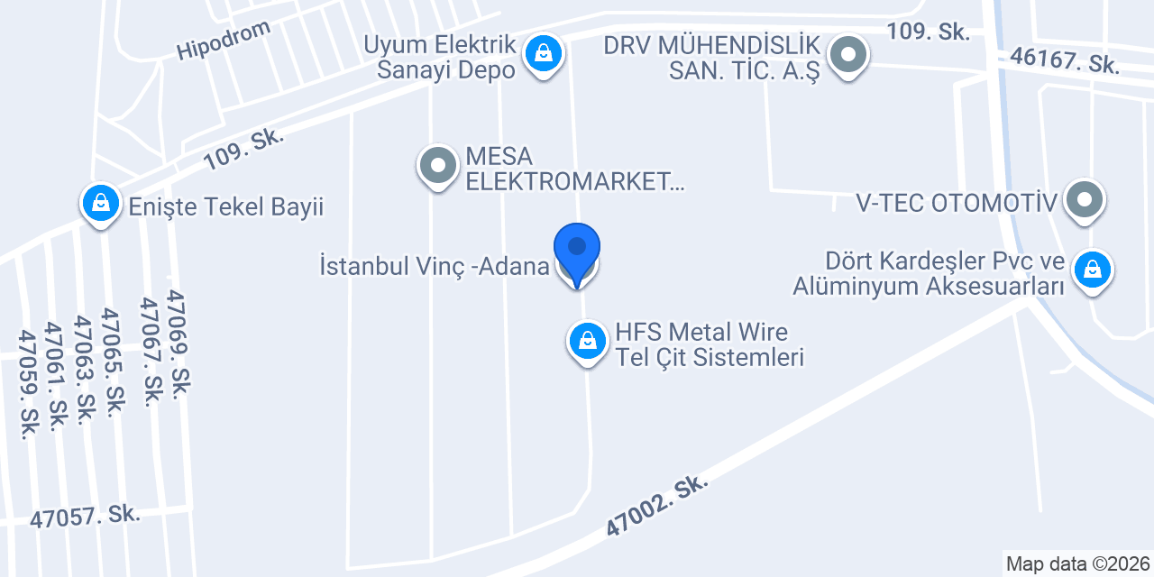 İstanbul Vinç -Adana konumu