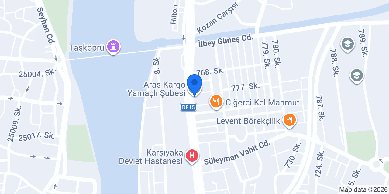 Aras Kargo Yamaçlı Şubesi konumu