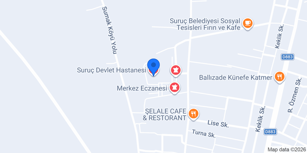 Suruç Devlet Hastanesi konumu