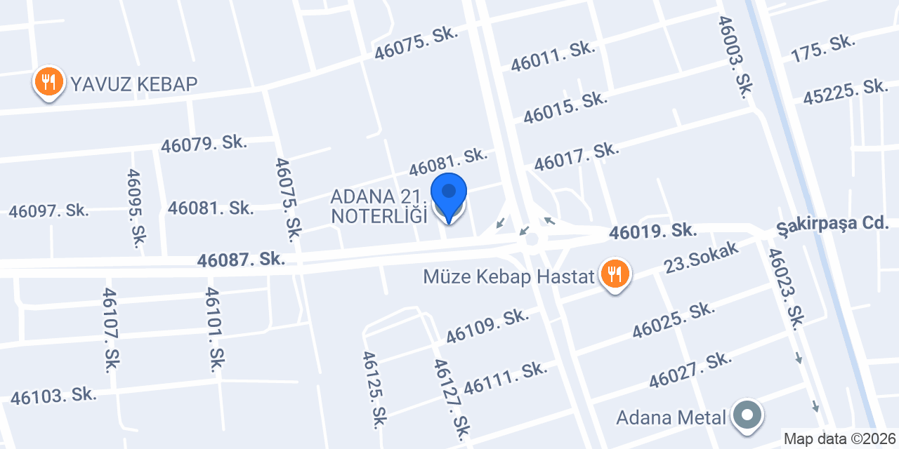 ADANA 21. NOTERLİĞİ konumu
