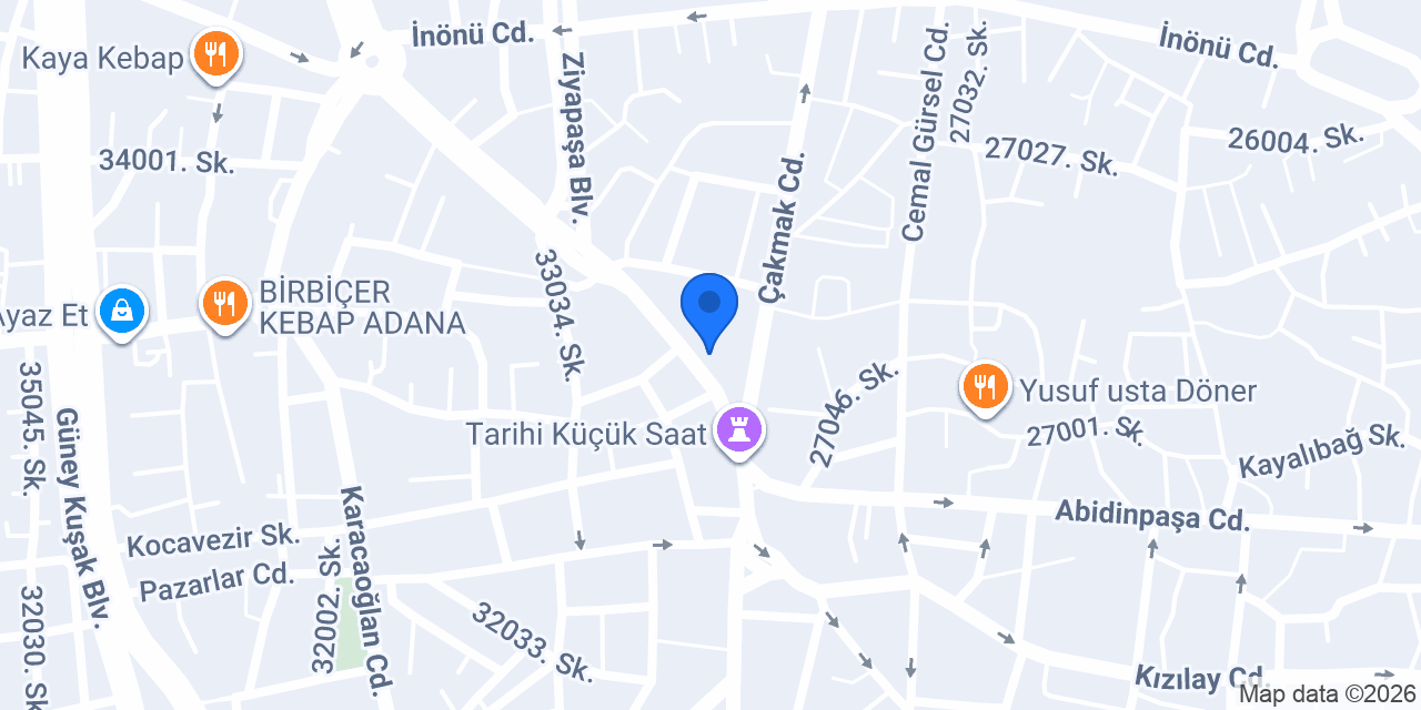 Vakıf Katılım Adana Küçüksaat Şubesi konumu