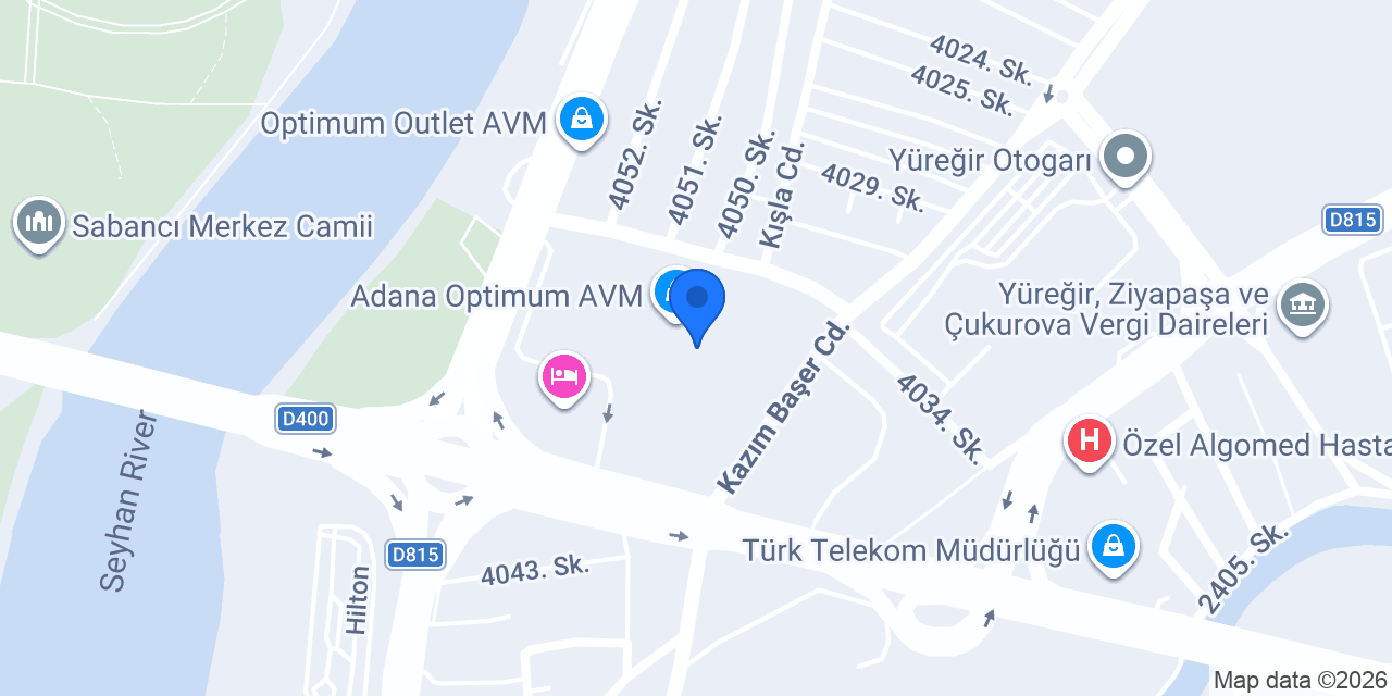 Hatemoğlu Adana Optimum AVM konumu