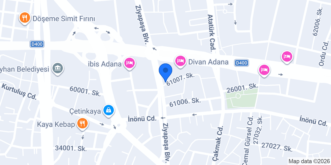 Çavuşoğlu Otel Adana konumu