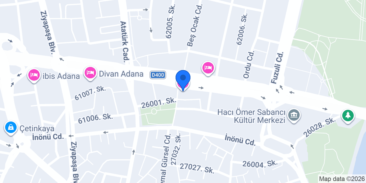 Adana Şirin Park Otel konumu