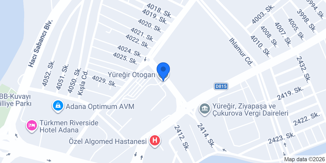 Yüreğir Otogarı konumu