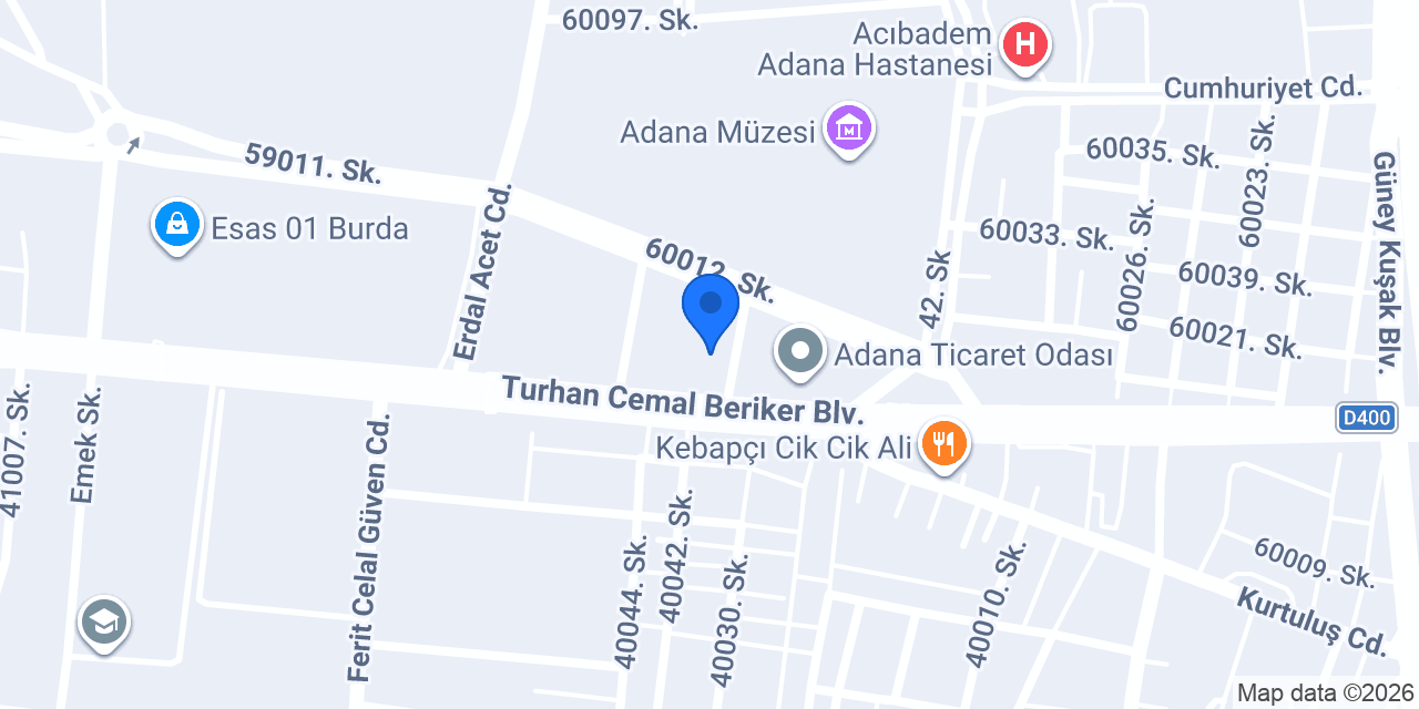 Türk Eximbank Adana Şubesi konumu
