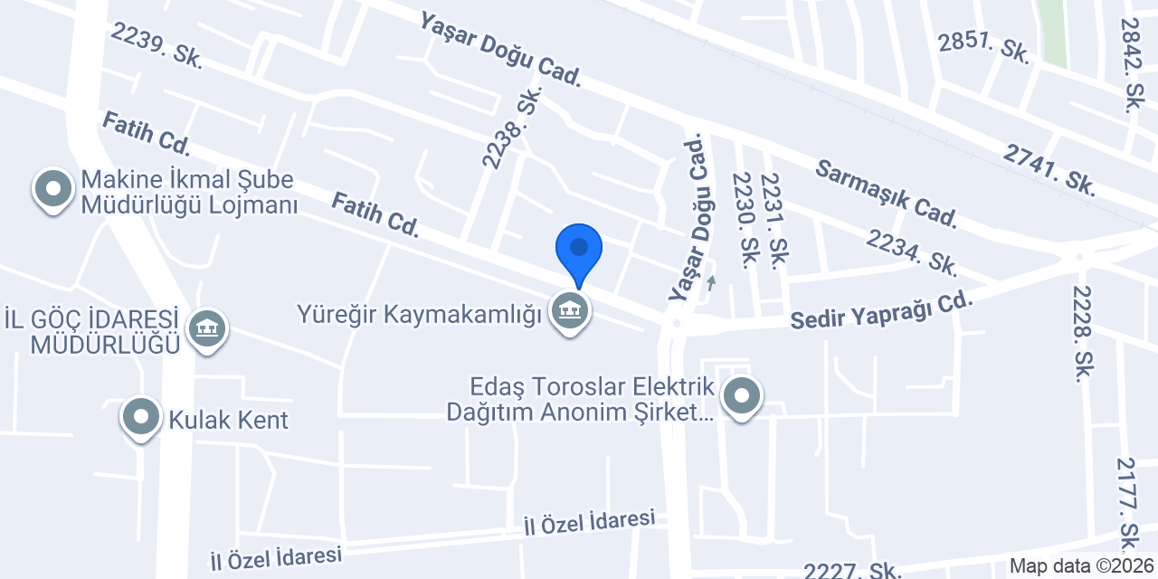 Yüreğir İlçe Nüfus Müdürlüğü konumu
