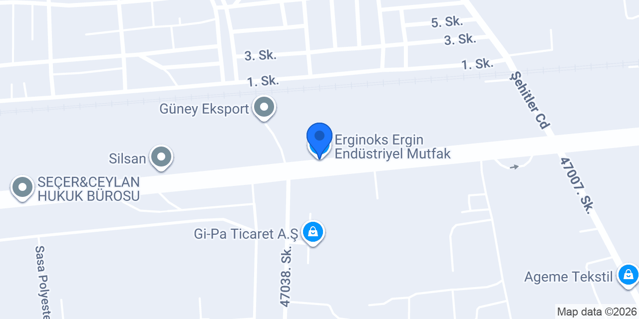 Erginoks Ergin Endüstriyel Mutfak konumu