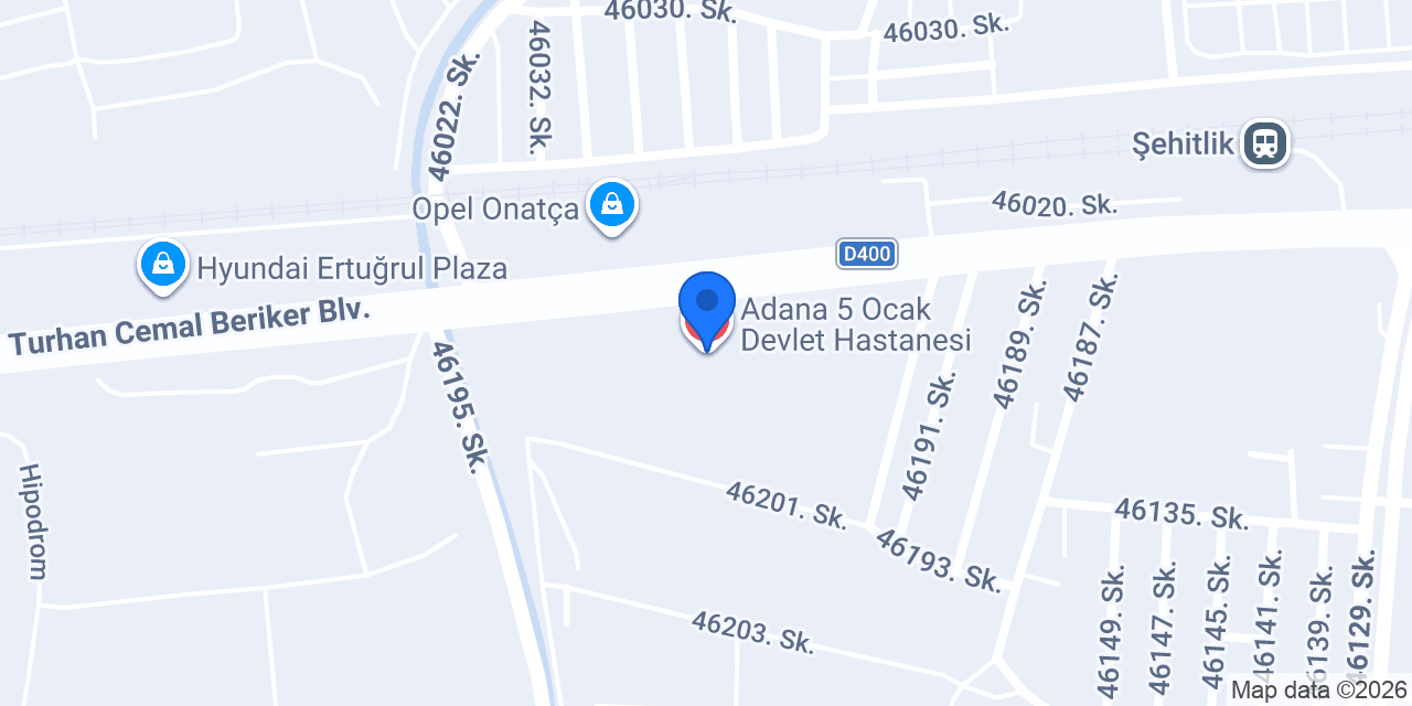 Adana 5 Ocak Devlet Hastanesi konumu