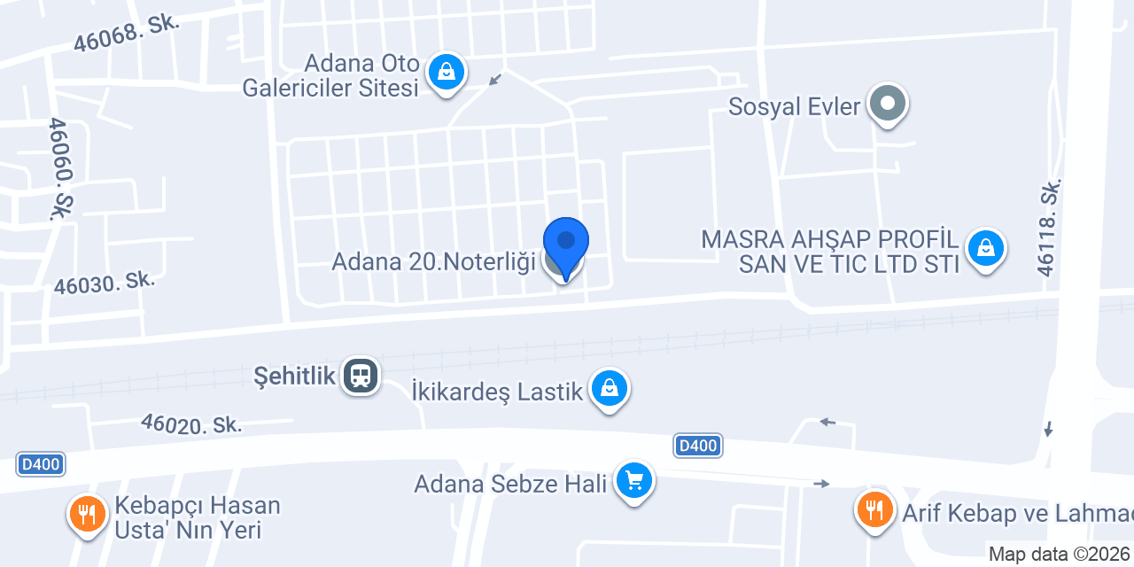 Adana 20.Noterliği konumu