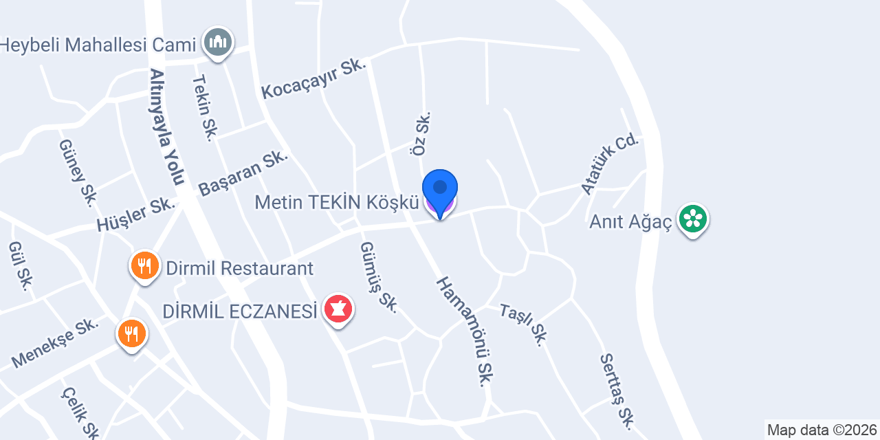 Metin TEKİN Köşkü konumu