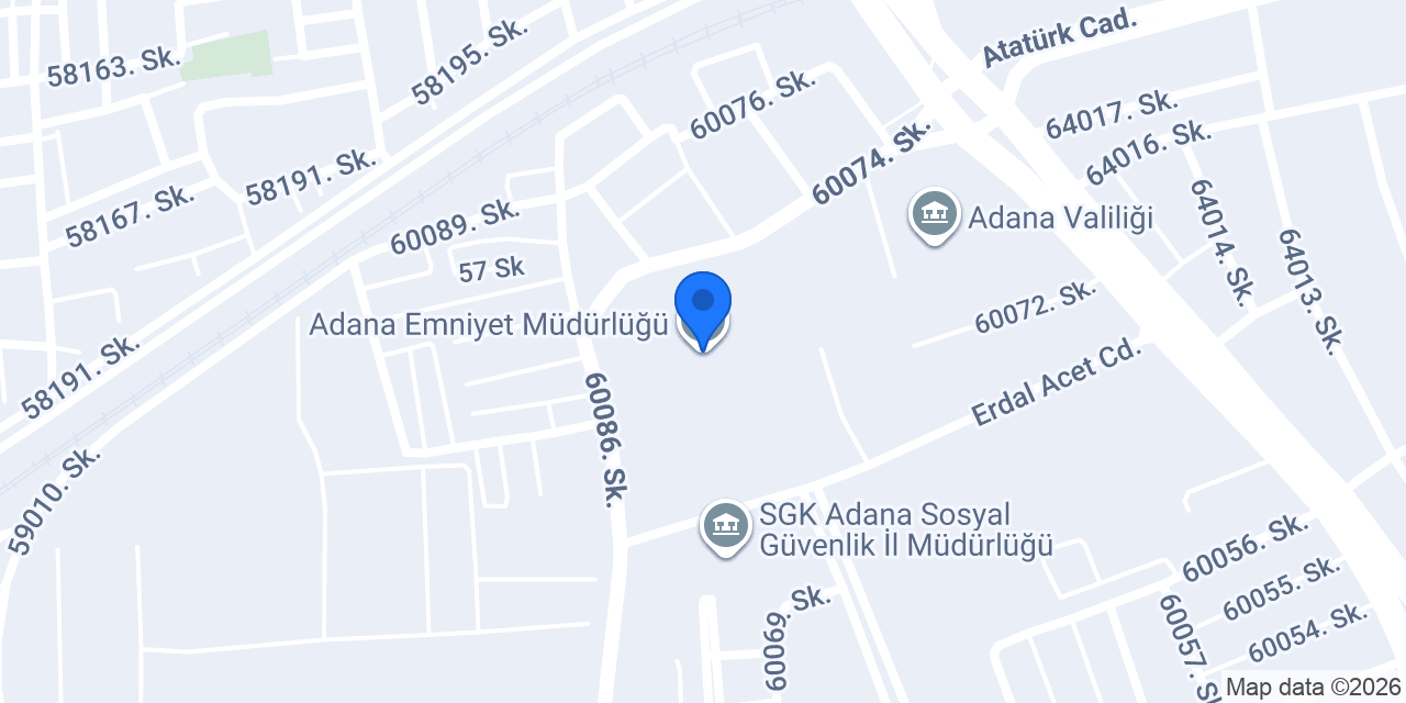 Adana Emniyet Müdürlüğü konumu
