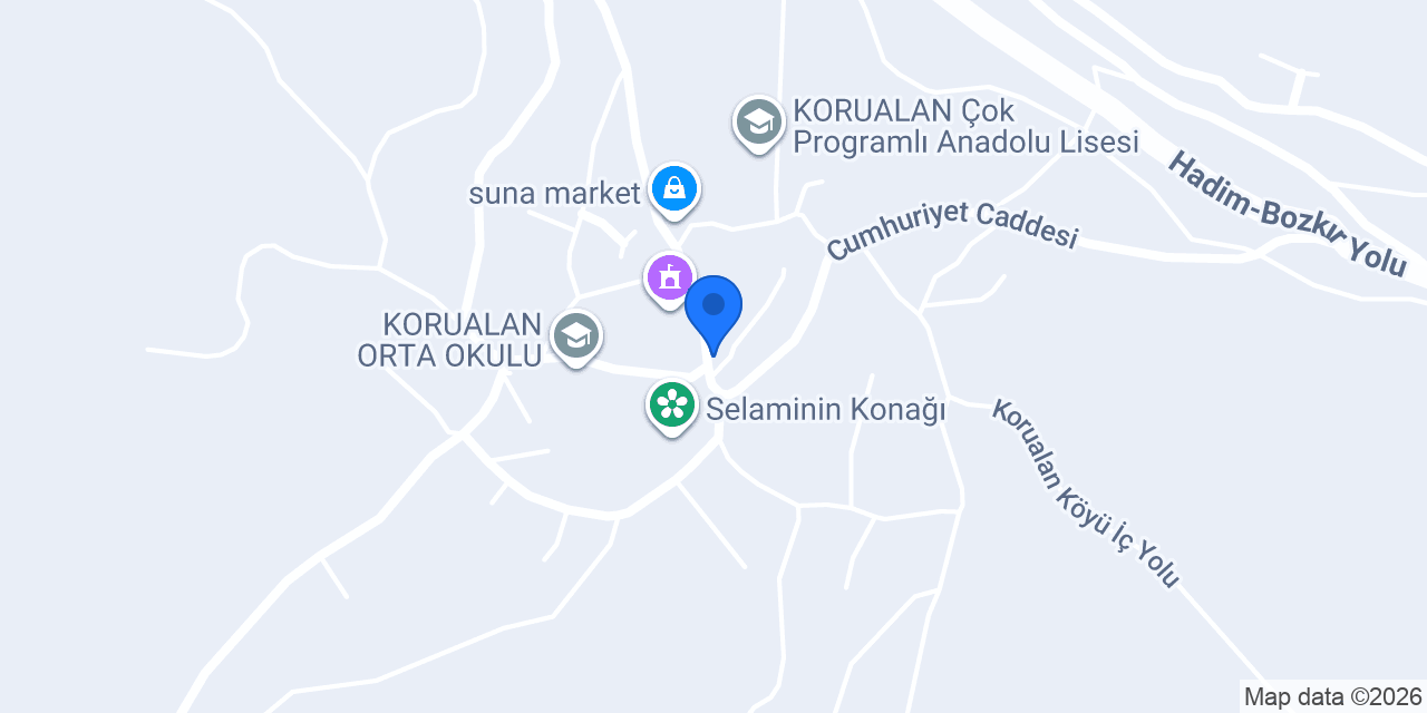 Korualan Belediyesi konumu