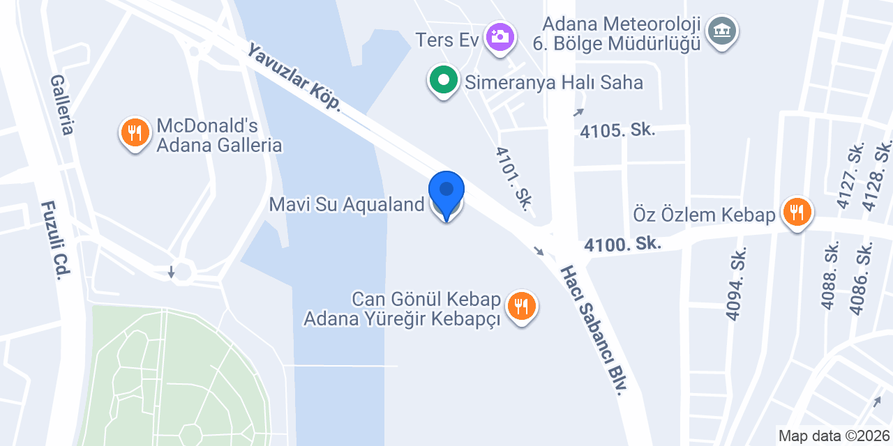 Mavi Su Aqualand konumu