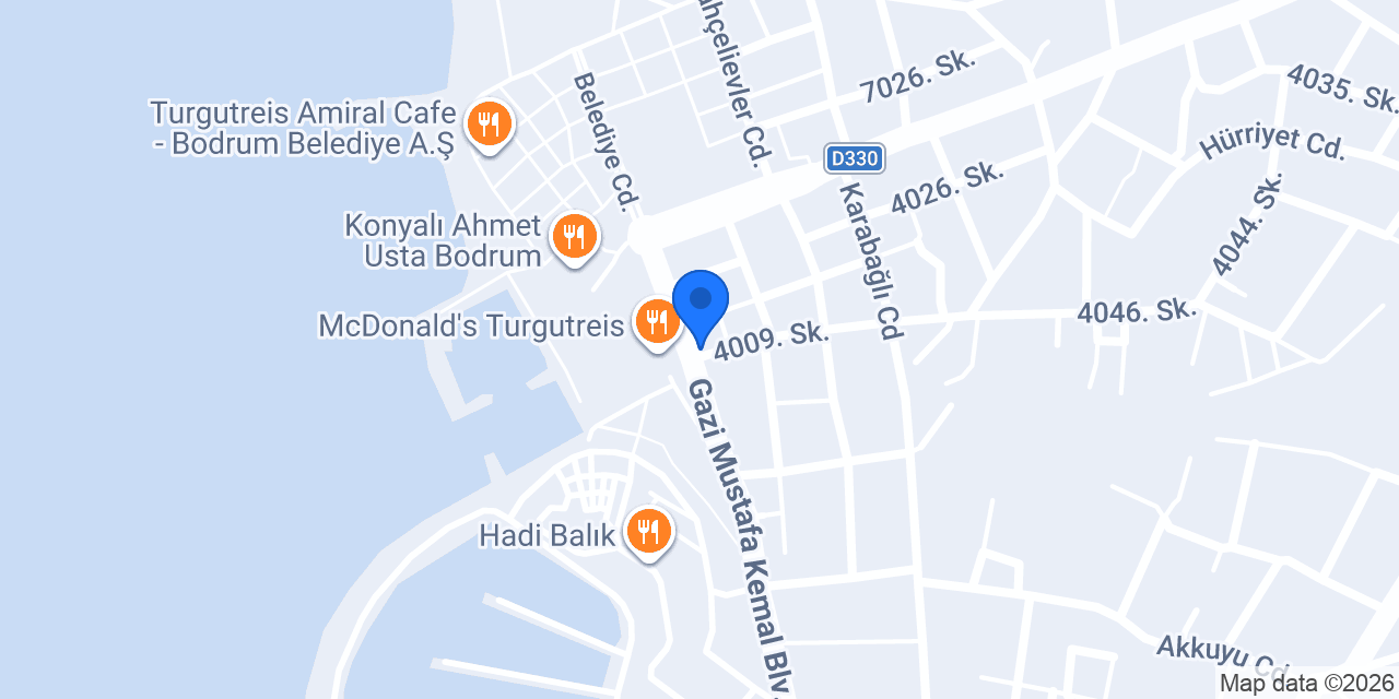 Turgutreis Araç Kiralama konumu