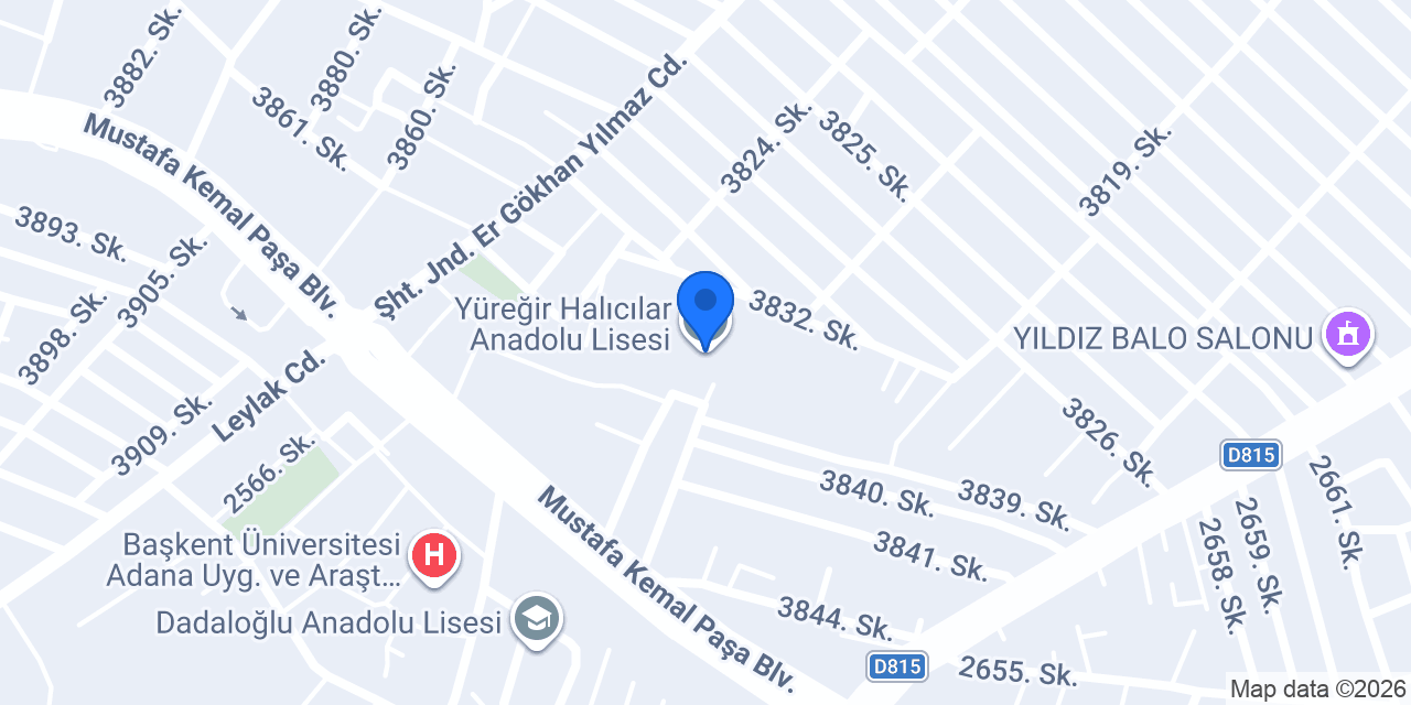 Yüreğir Halıcılar Anadolu Lisesi konumu