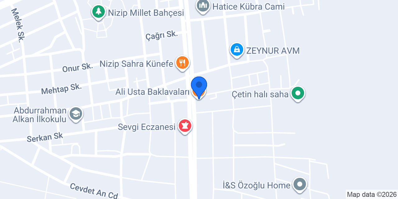Ali Usta Baklavaları konumu