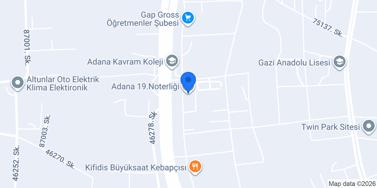 Adana 19.Noterliği konumu
