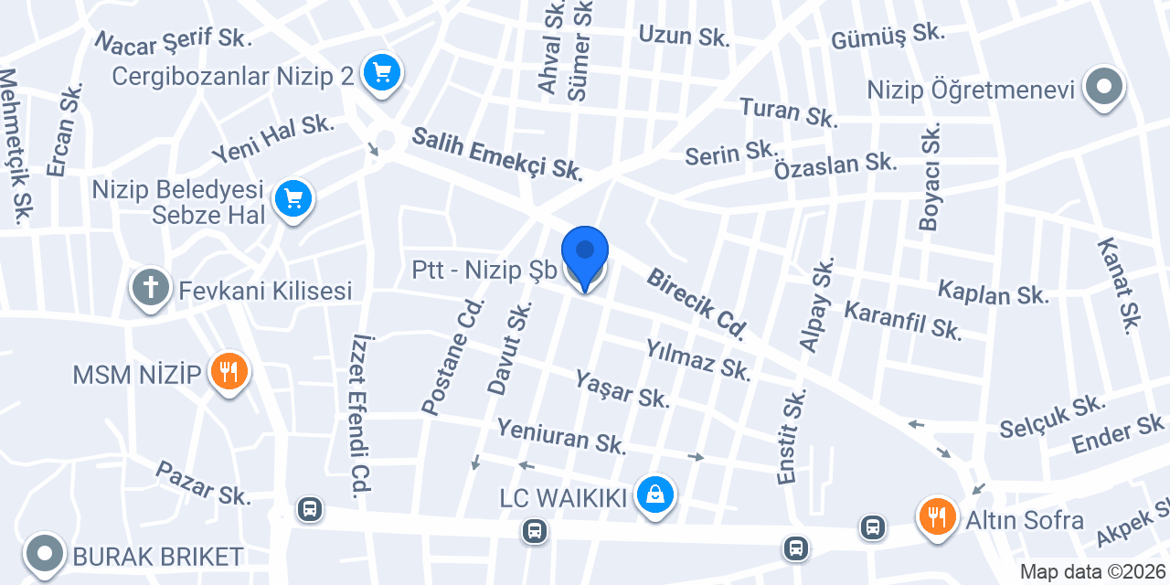 Ptt - Nizip Şb. konumu