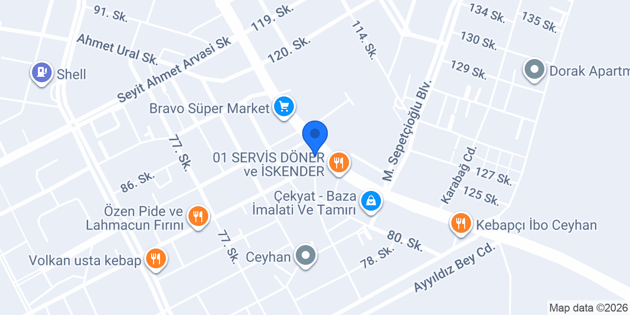 Oses Çiğ Köfte konumu