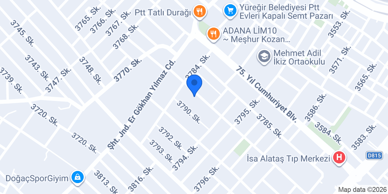 Yüreğir İlçe Emniyet Müdürlüğü konumu