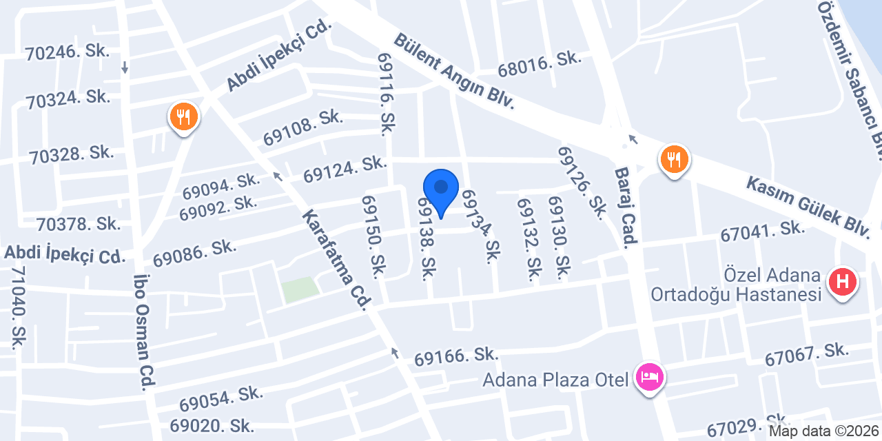 Adana gunluk kiralik daire konumu