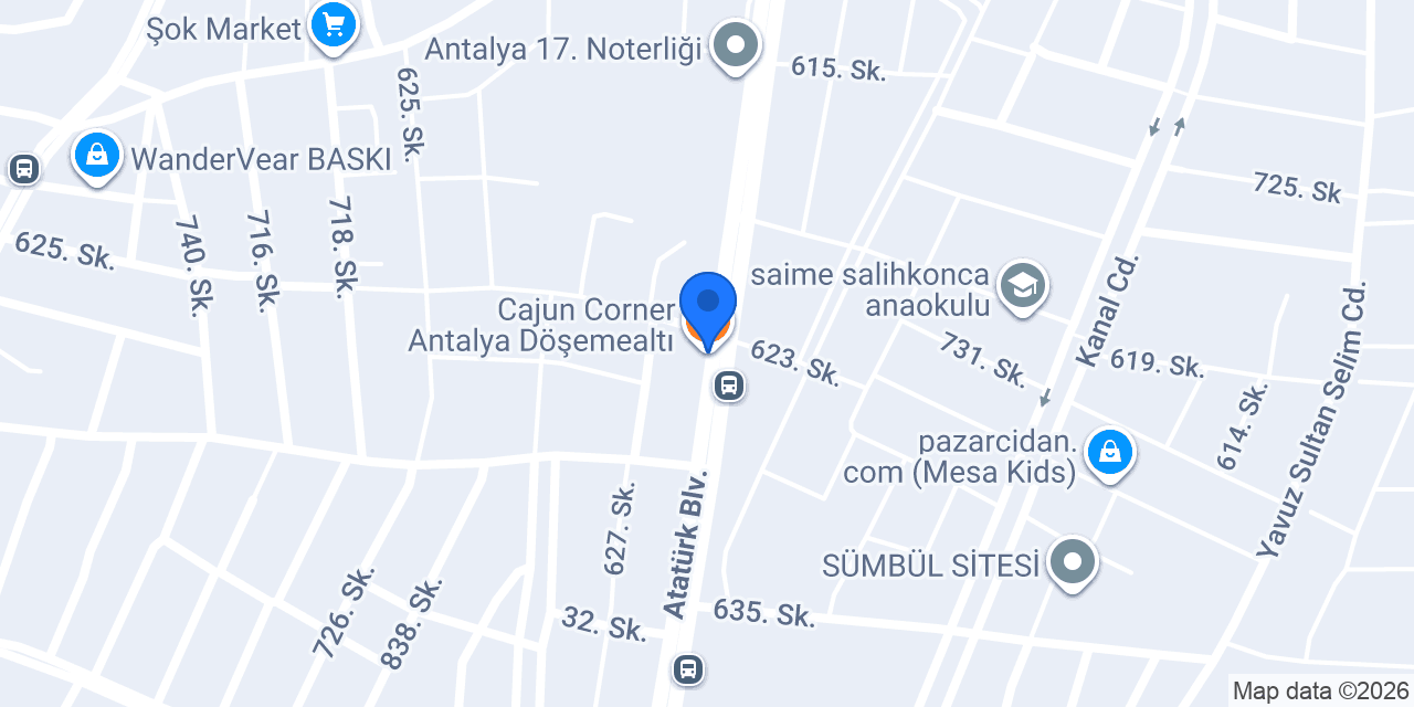 Cajun Corner Antalya Döşemealtı konumu