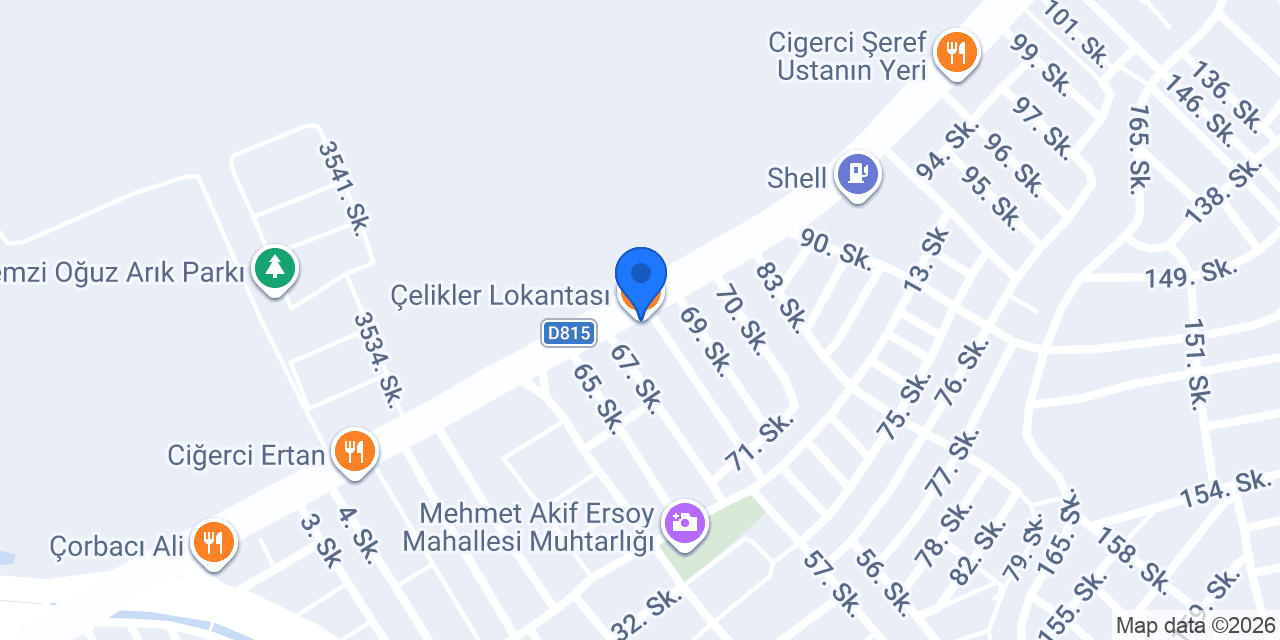 Çelikler Lokantası konumu