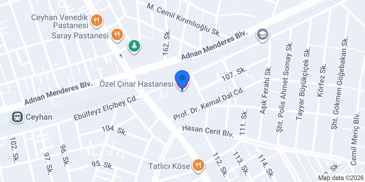 Özel Çınar Hastanesi konumu