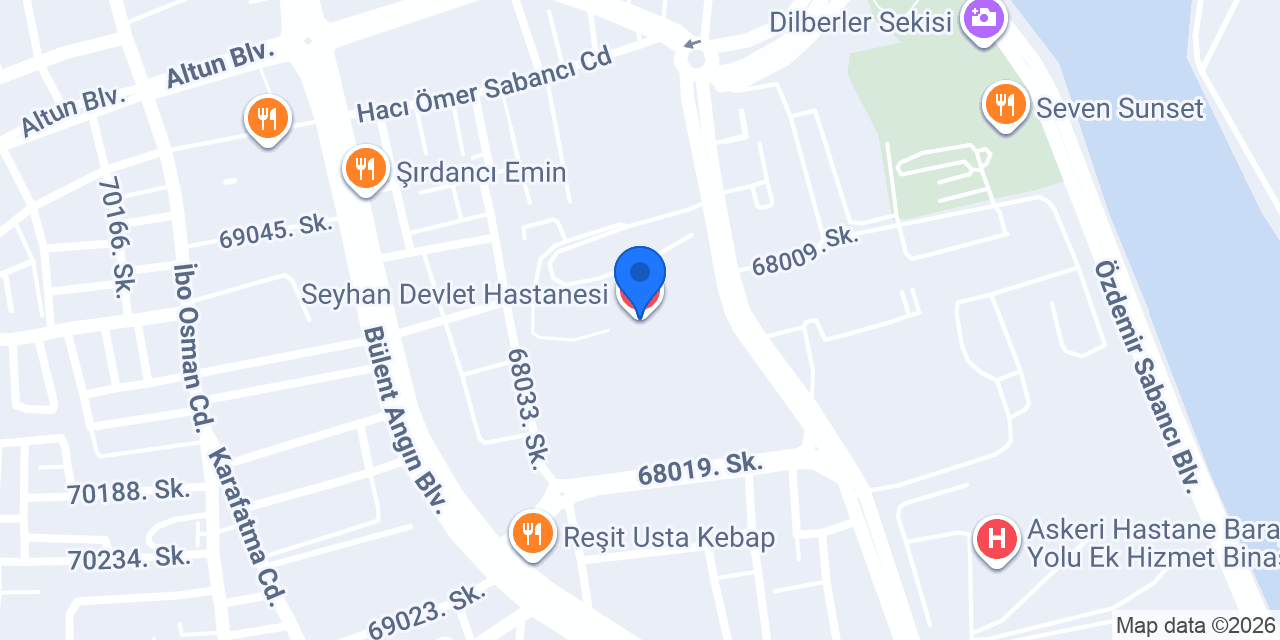 Seyhan Devlet Hastanesi konumu