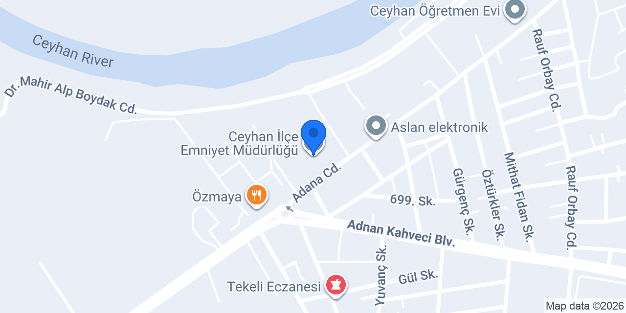 Ceyhan İlçe Emniyet Müdürlüğü konumu