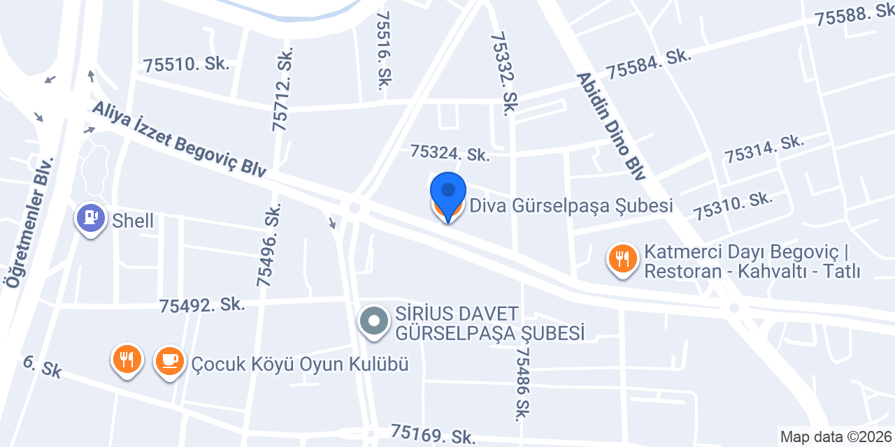 Diva Gürselpaşa Şubesi konumu